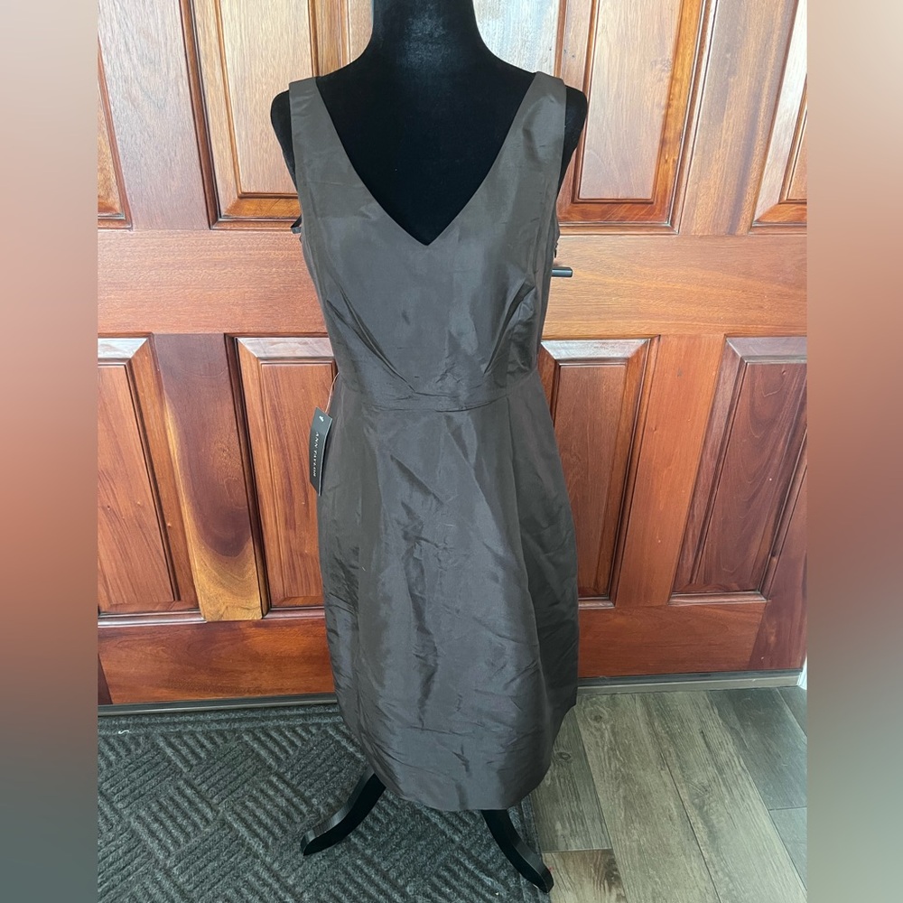 Ann Taylor Dress Silk Chocolate Brown Sheath Ladies Cocktail Sz 4 Petite NWT